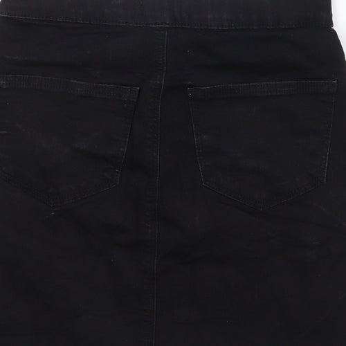 Topshop Womens Black  Cotton Mini Skirt Size 8   Button