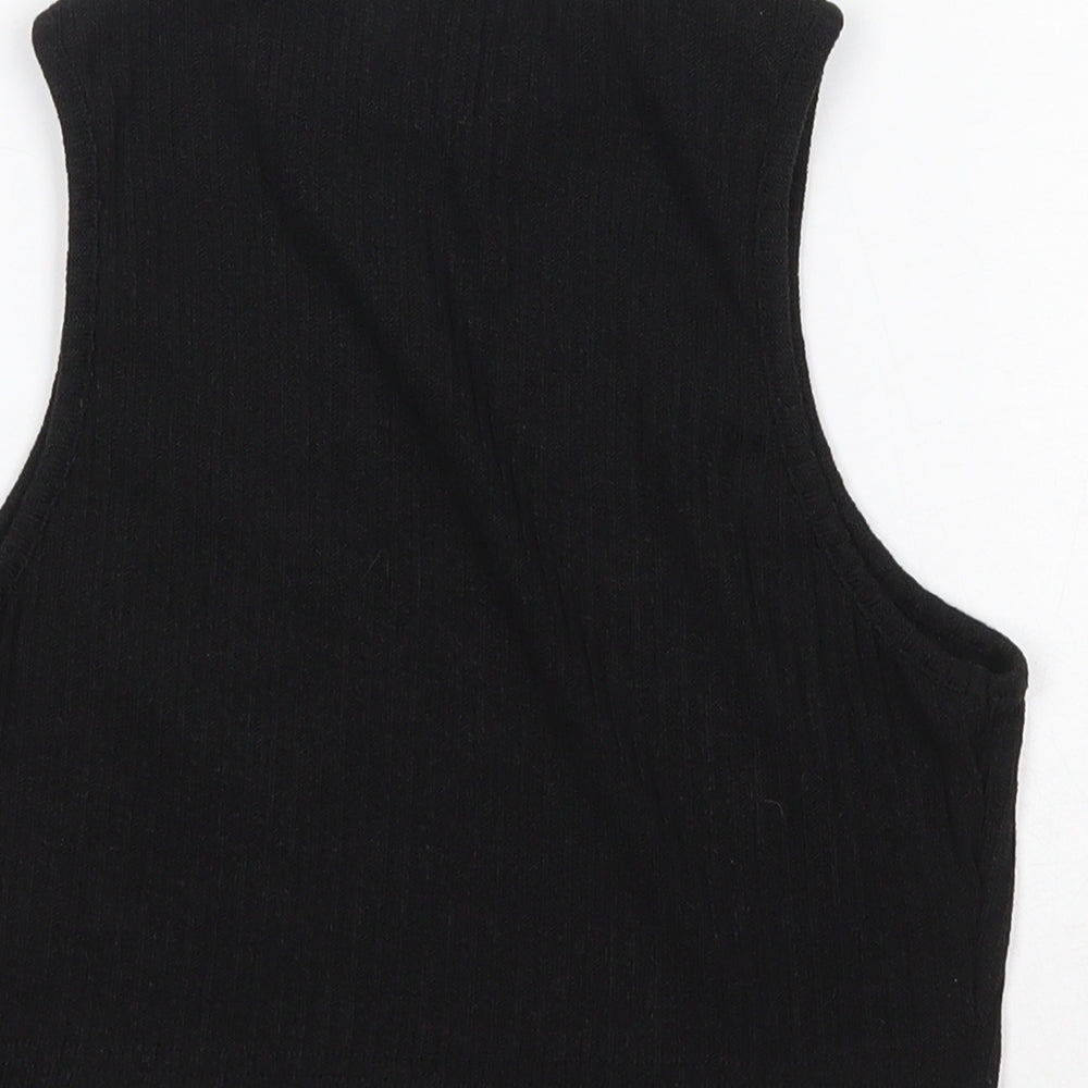 SheIn Womens Black  Polyester Cropped Tank Size M Round Neck