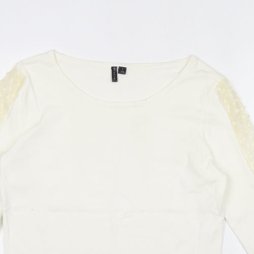 Etoile Womens Beige Round Neck  Viscose Pullover Jumper Size S