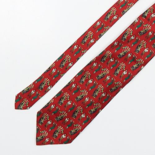 Marks and Spencer Mens Multicoloured Geometric Silk Pointed Tie One Size - Golf