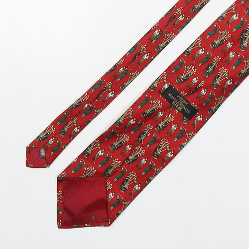 Marks and Spencer Mens Multicoloured Geometric Silk Pointed Tie One Size - Golf
