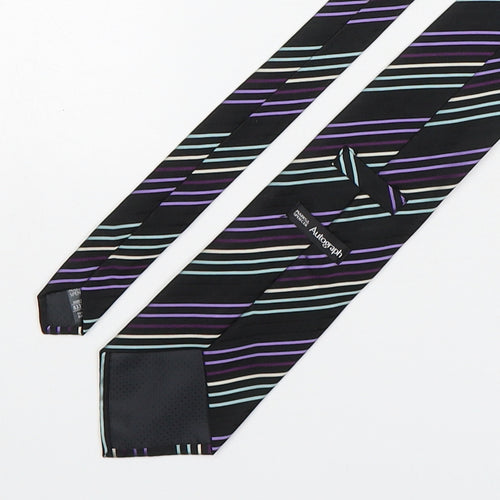 Autograph Mens Multicoloured Striped Silk Pointed Tie One Size