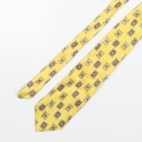 Fox & Chave Mens Gold Geometric Silk Pointed Tie One Size
