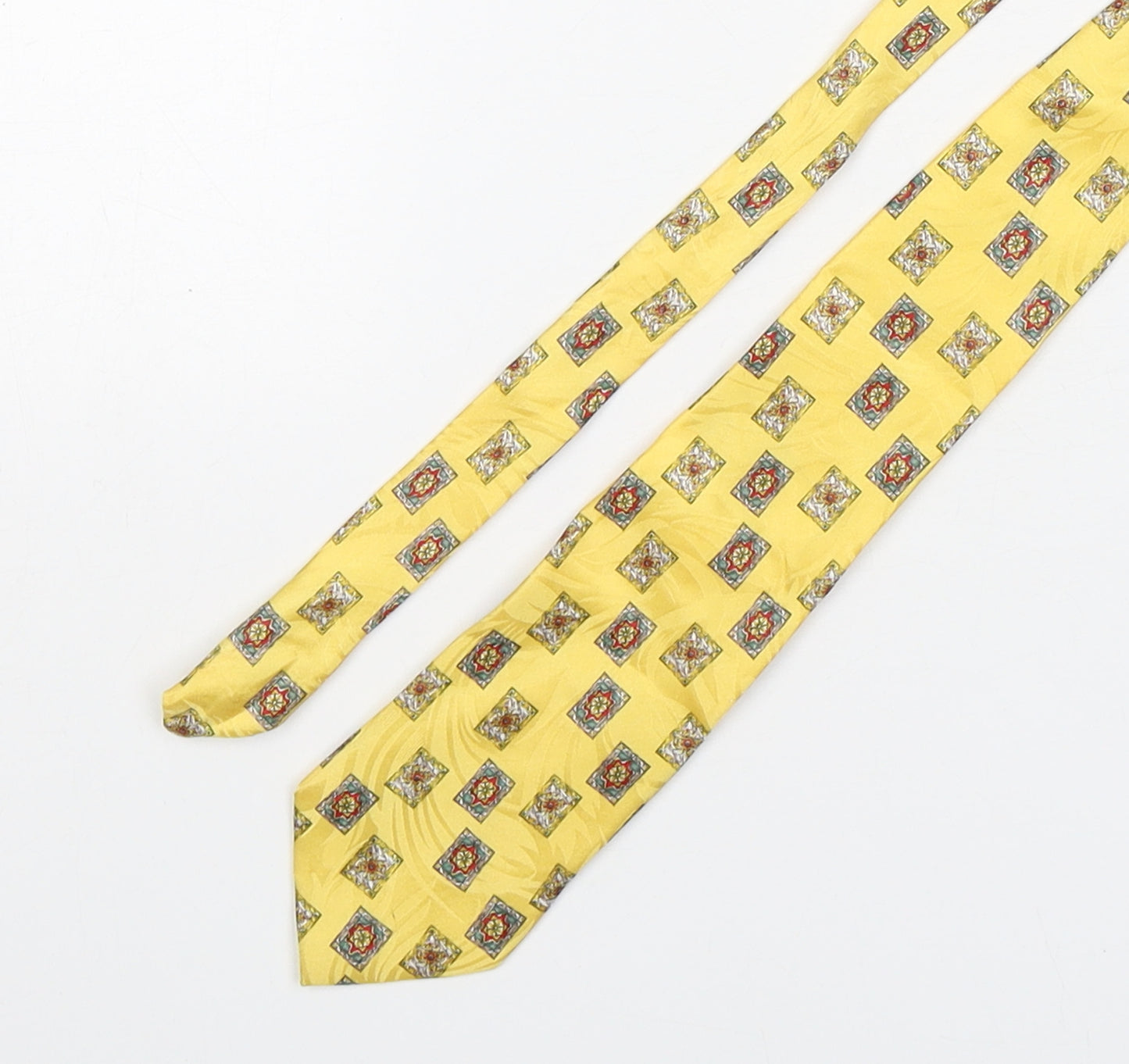 Fox & Chave Mens Gold Geometric Silk Pointed Tie One Size