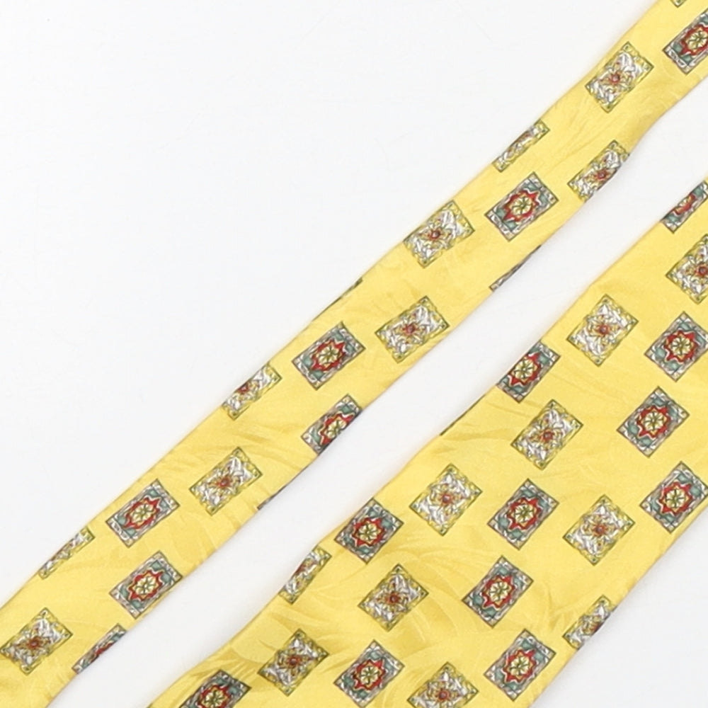 Fox & Chave Mens Gold Geometric Silk Pointed Tie One Size