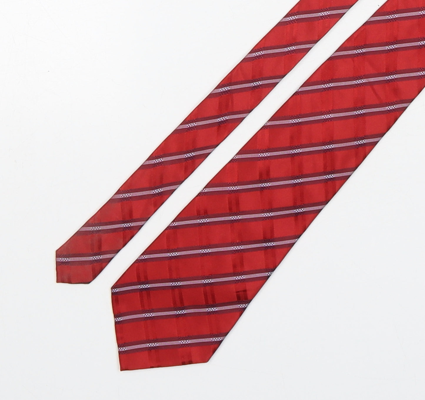 Michelsons Mens Red Plaids & Checks Silk Pointed Tie One Size