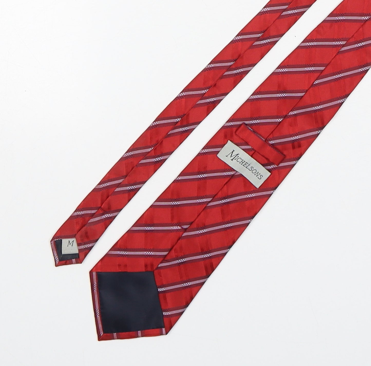 Michelsons Mens Red Plaids & Checks Silk Pointed Tie One Size