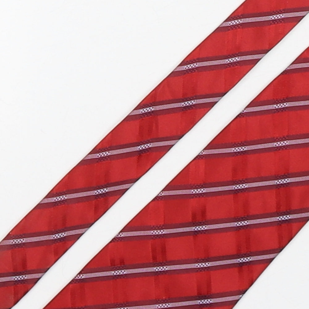 Michelsons Mens Red Plaids & Checks Silk Pointed Tie One Size