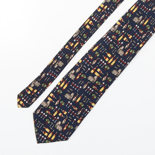 Elite Mens Multicoloured Geometric Silk Pointed Tie One Size - Wine