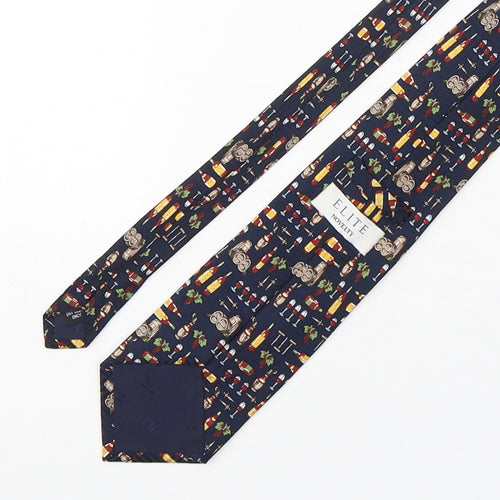 Elite Mens Multicoloured Geometric Silk Pointed Tie One Size - Wine