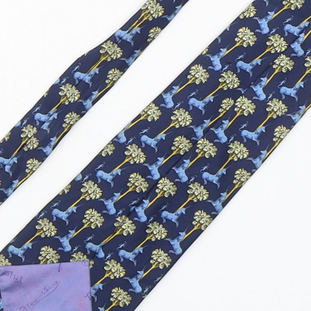 T.M.Lewin  Mens Multicoloured Floral Silk Pointed Tie One Size - Unicorn
