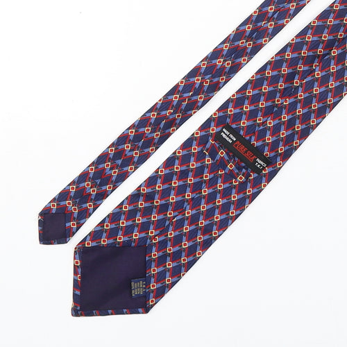 T.K.I Mens Multicoloured Geometric Silk Pointed Tie One Size