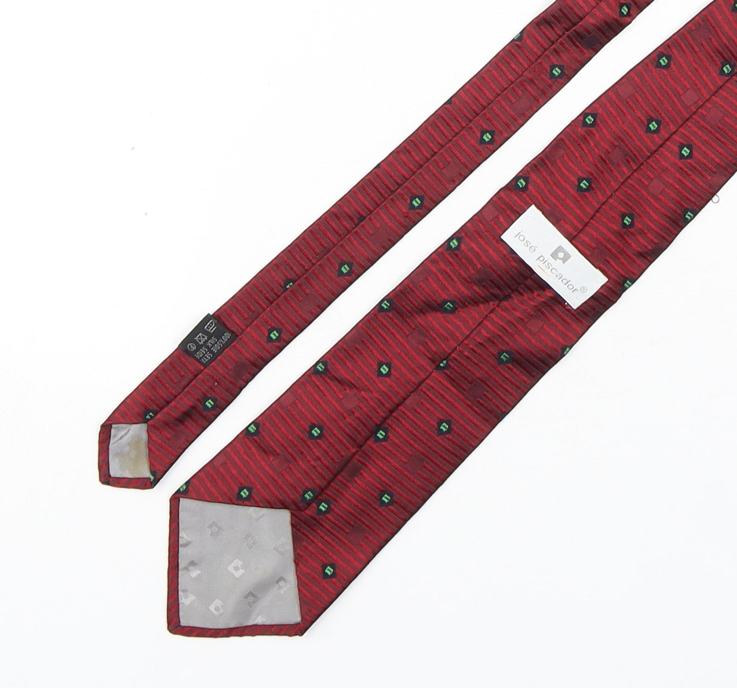 Jose Piscador Mens Red Striped Silk Pointed Tie One Size