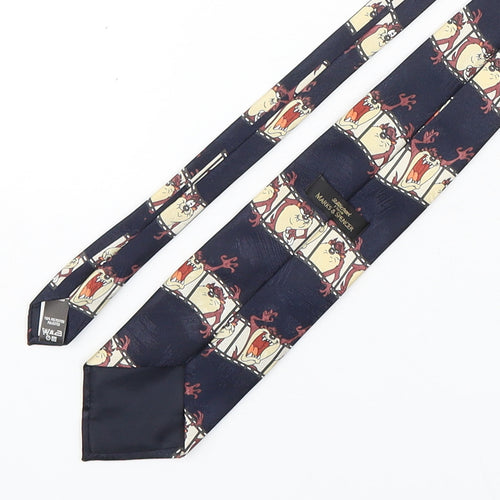 Marks and Spencer Mens Multicoloured Geometric Polyester Pointed Tie One Size - Tasmanian Devil