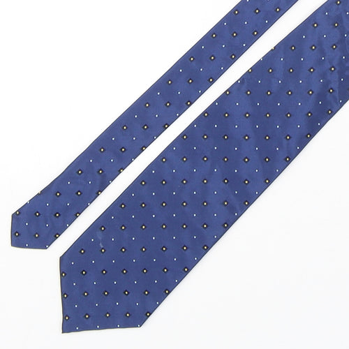 Tie Rack  Mens Blue Geometric Silk Pointed Tie One Size