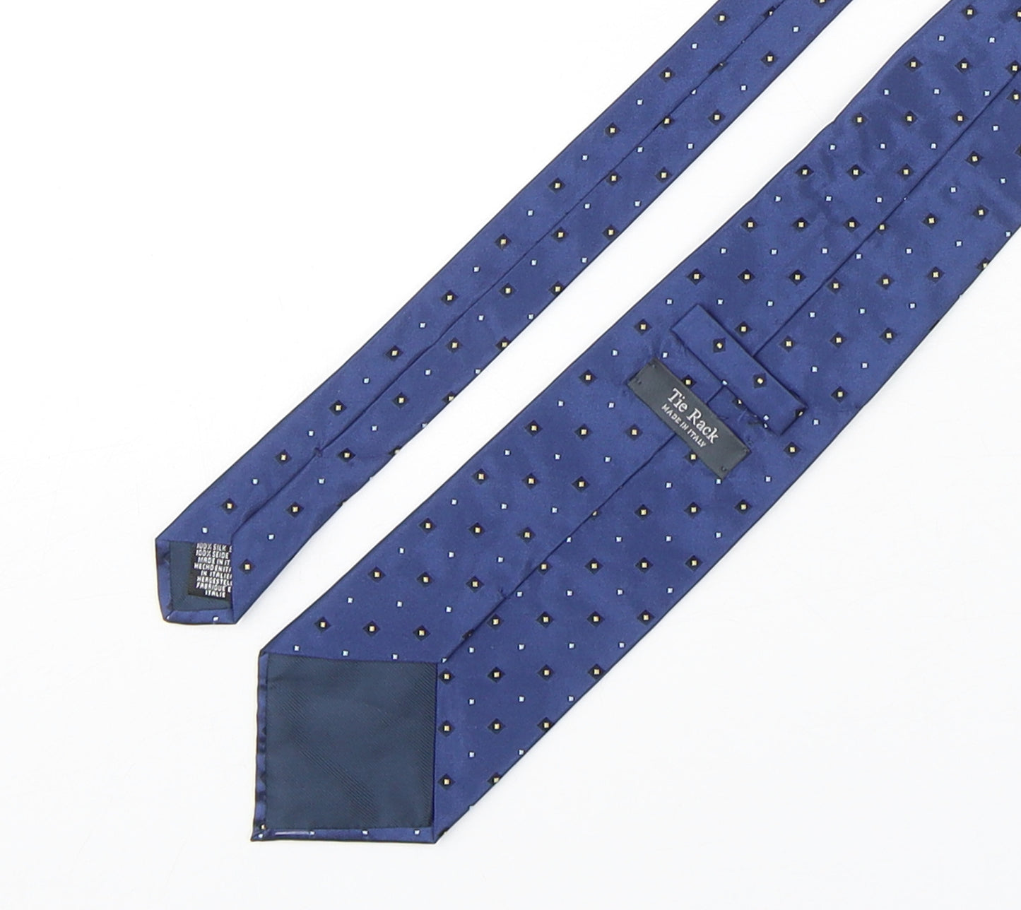 Tie Rack  Mens Blue Geometric Silk Pointed Tie One Size