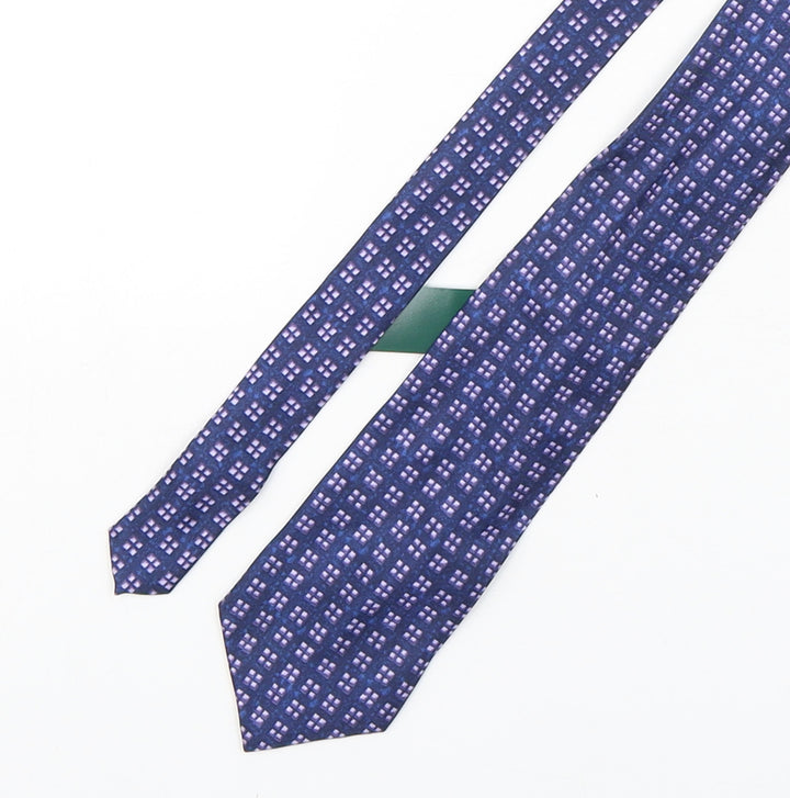 Front view of Marks & Spencer men’s purple plaids & checks polyester pointed tie one size