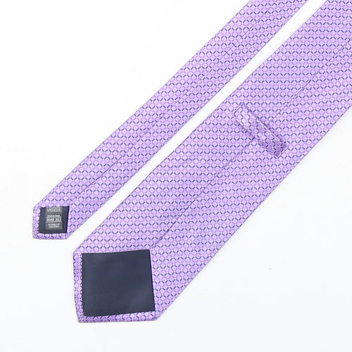 Marks and Spencer Mens Purple Geometric Silk Pointed Tie One Size