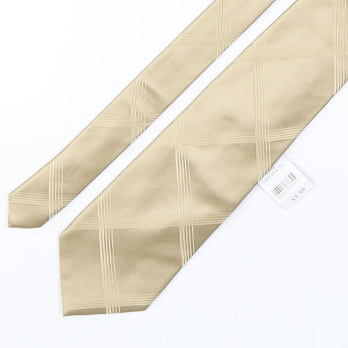 Dunnes Stores Mens Gold Plaids & Checks Silk Pointed Tie One Size