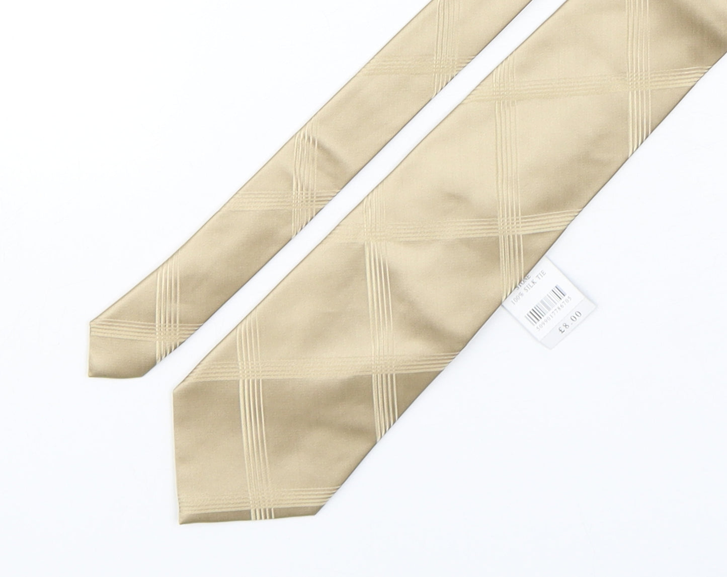 Dunnes Stores Mens Gold Plaids & Checks Silk Pointed Tie One Size