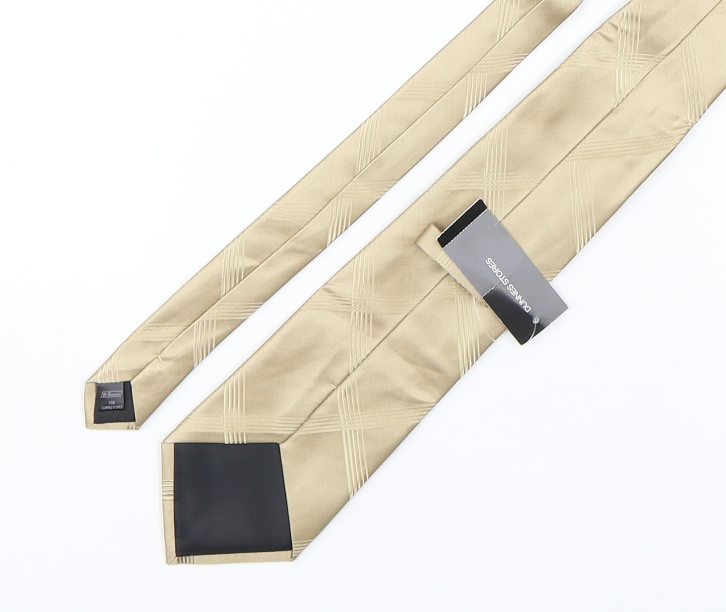 Dunnes Stores Mens Gold Plaids & Checks Silk Pointed Tie One Size