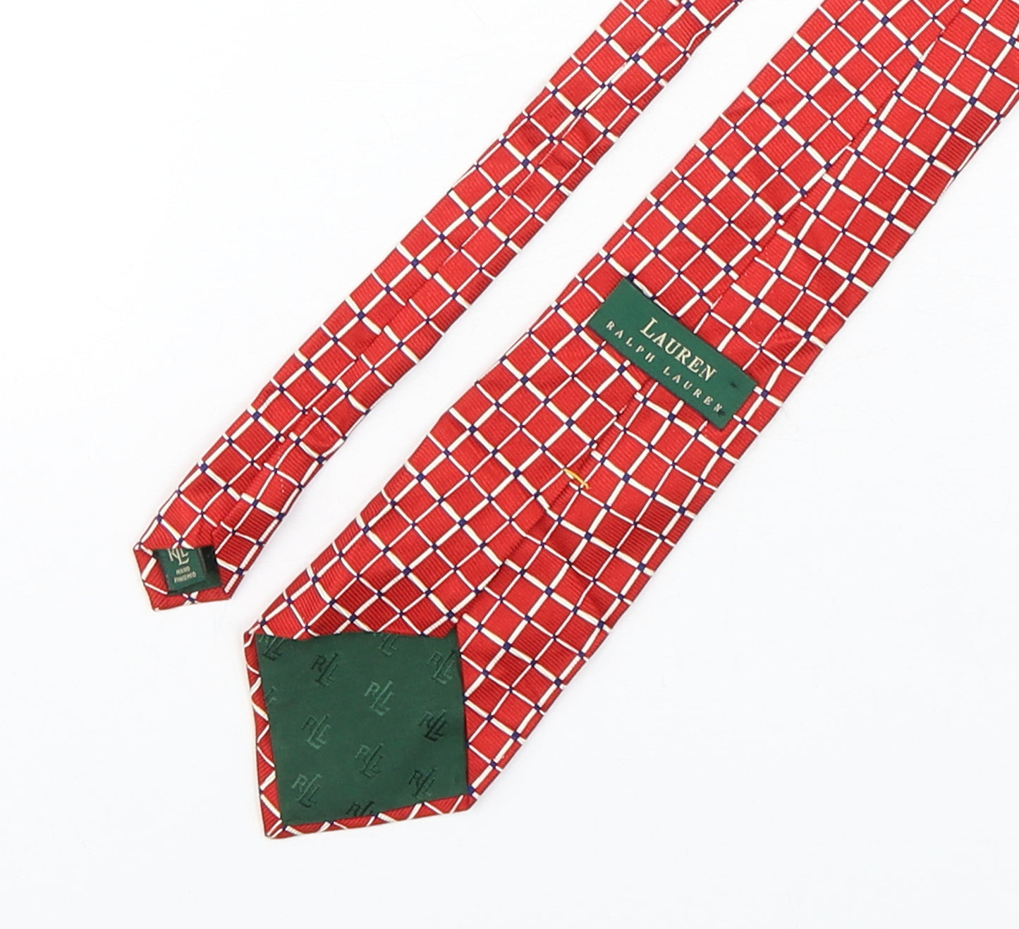 Ralph Lauren  Mens Red Plaids & Checks Silk Pointed Tie One Size