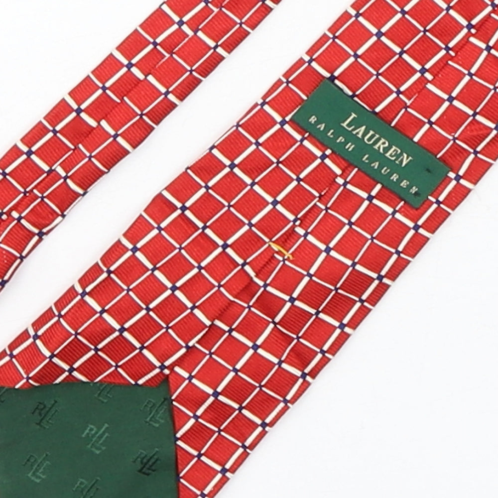 Ralph Lauren  Mens Red Plaids & Checks Silk Pointed Tie One Size