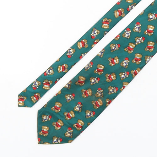 Roberto  Mens Multicoloured Geometric Polyester Pointed Tie One Size - Teddy Bear