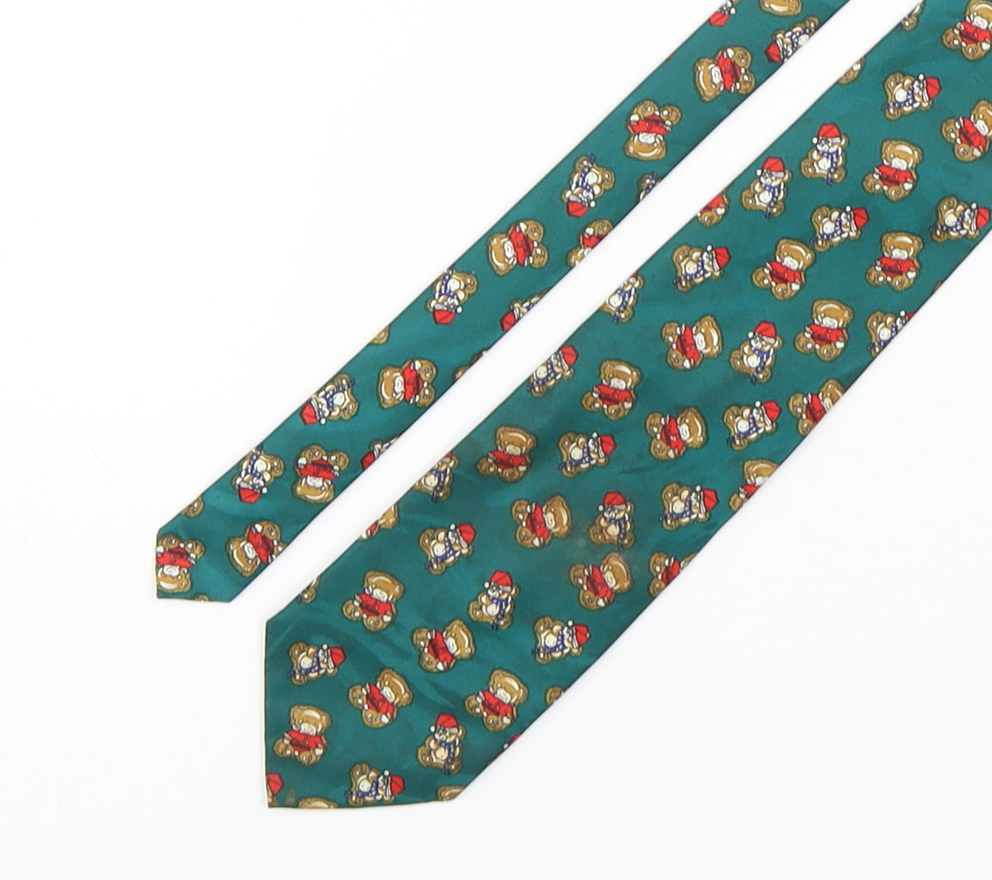 Roberto  Mens Multicoloured Geometric Polyester Pointed Tie One Size - Teddy Bear