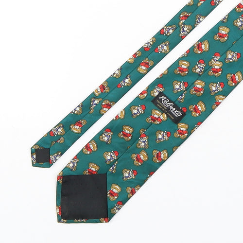 Roberto  Mens Multicoloured Geometric Polyester Pointed Tie One Size - Teddy Bear