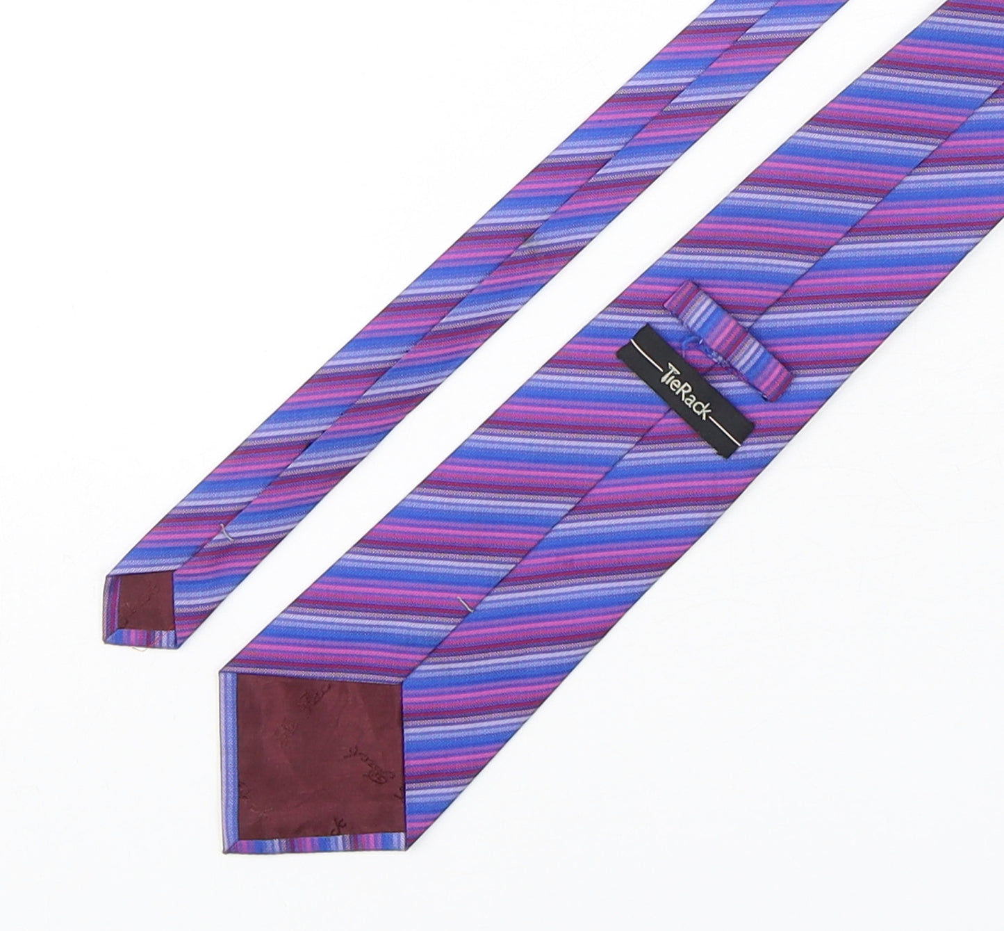 TieRack  Mens Multicoloured Striped Silk Pointed Tie One Size