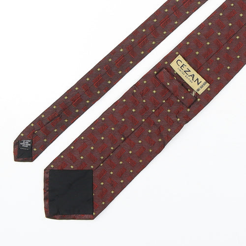 Cezan  Mens Multicoloured Geometric Silk Pointed Tie One Size