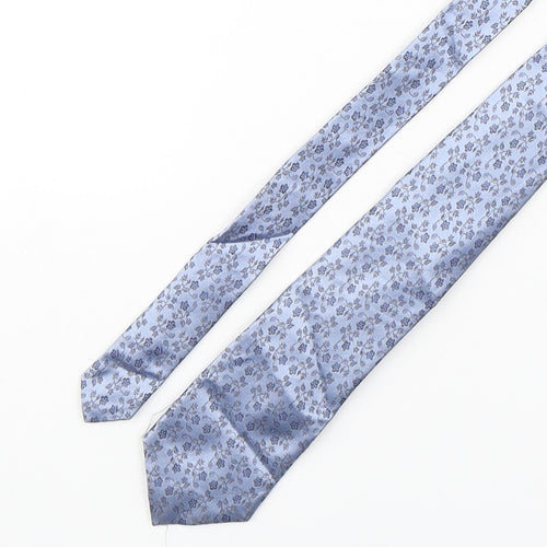 Marks and Spencer Mens Blue Floral Silk Pointed Tie One Size