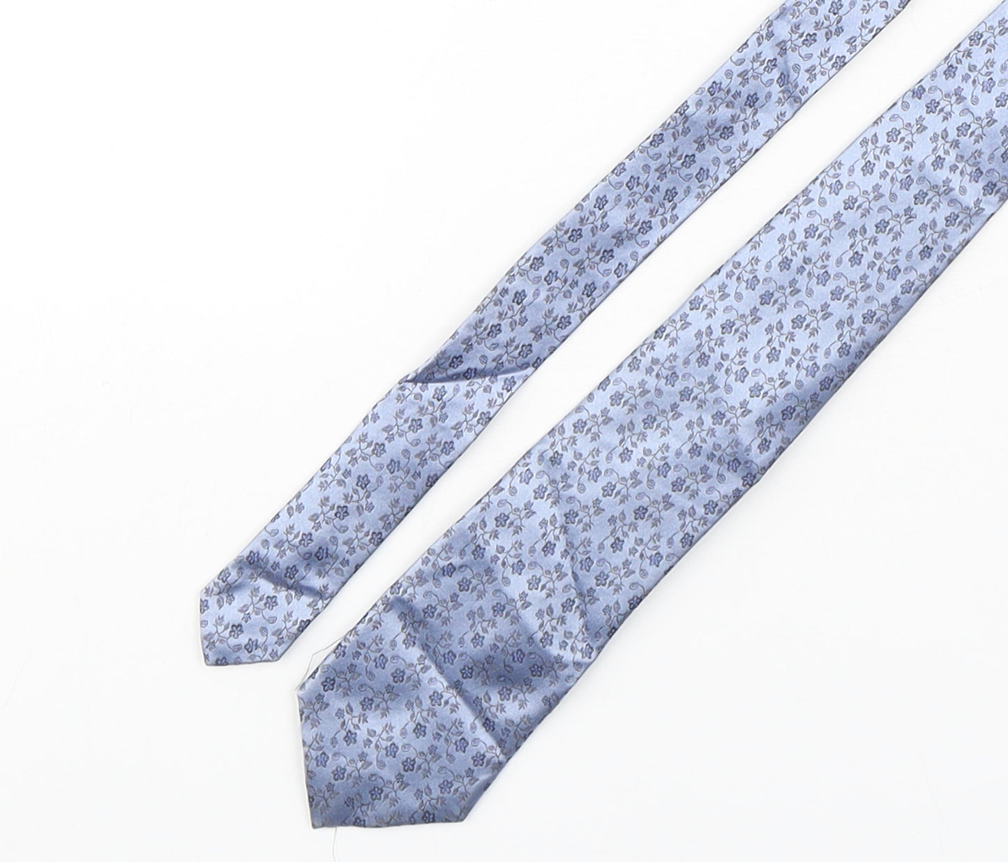 Marks and Spencer Mens Blue Floral Silk Pointed Tie One Size