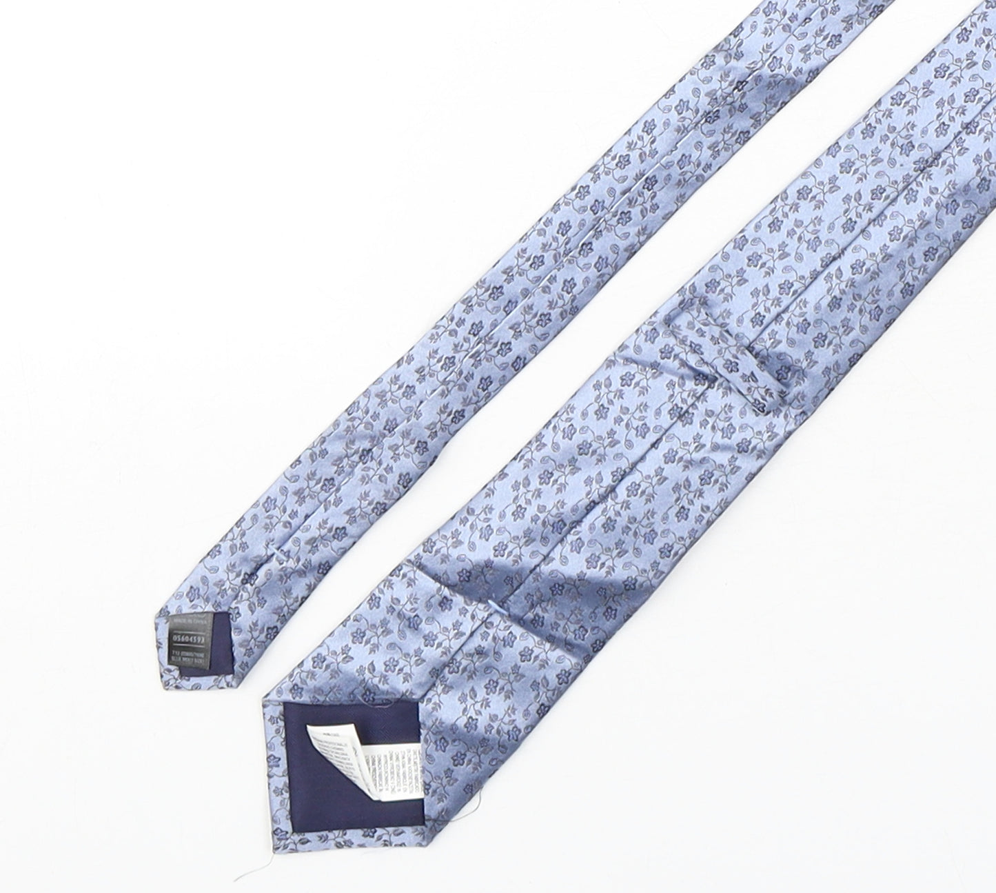 Marks and Spencer Mens Blue Floral Silk Pointed Tie One Size