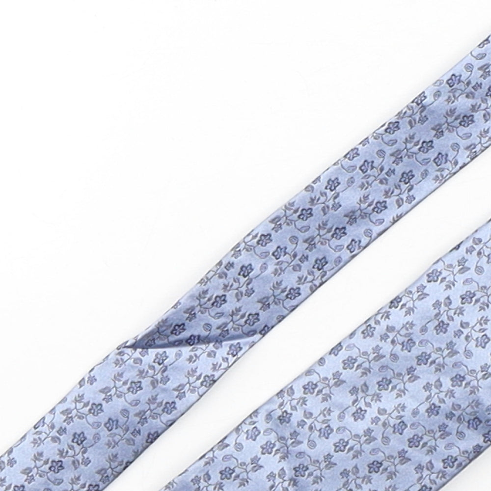 Marks and Spencer Mens Blue Floral Silk Pointed Tie One Size