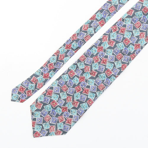 Je Suis Mens Multicoloured Geometric Silk Pointed Tie One Size