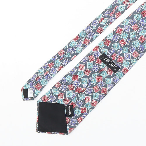 Je Suis Mens Multicoloured Geometric Silk Pointed Tie One Size