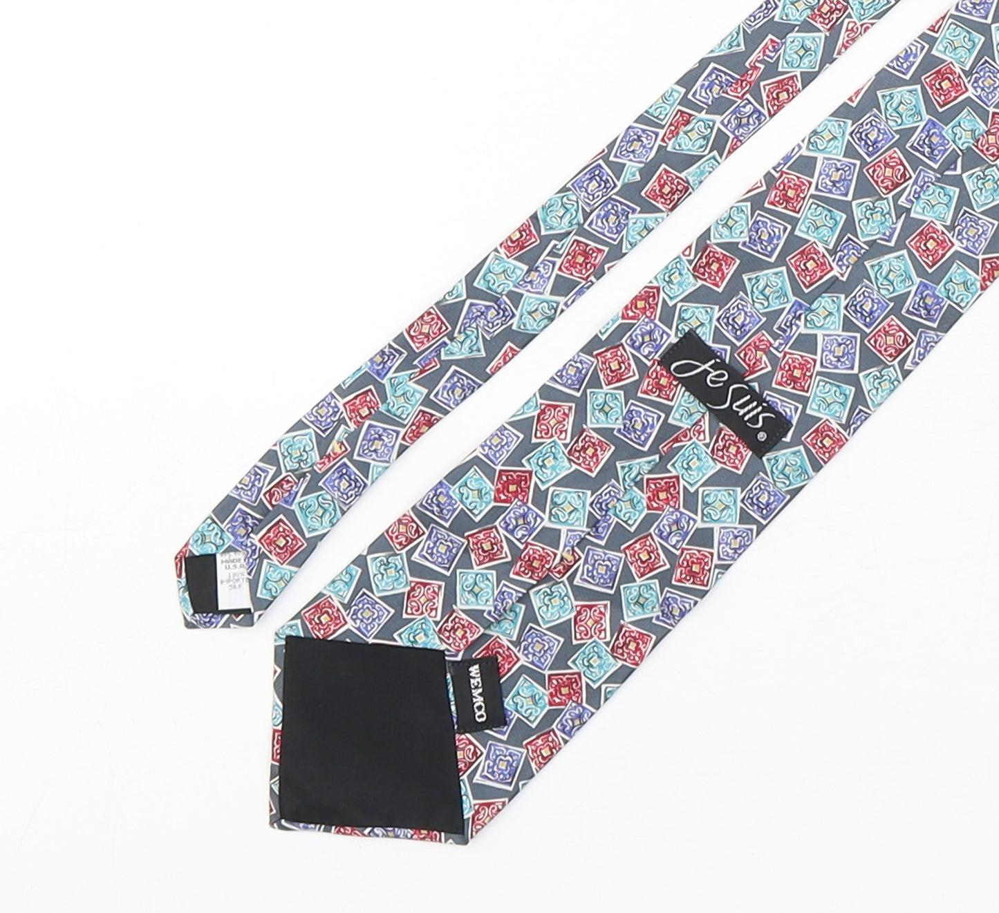 Je Suis Mens Multicoloured Geometric Silk Pointed Tie One Size