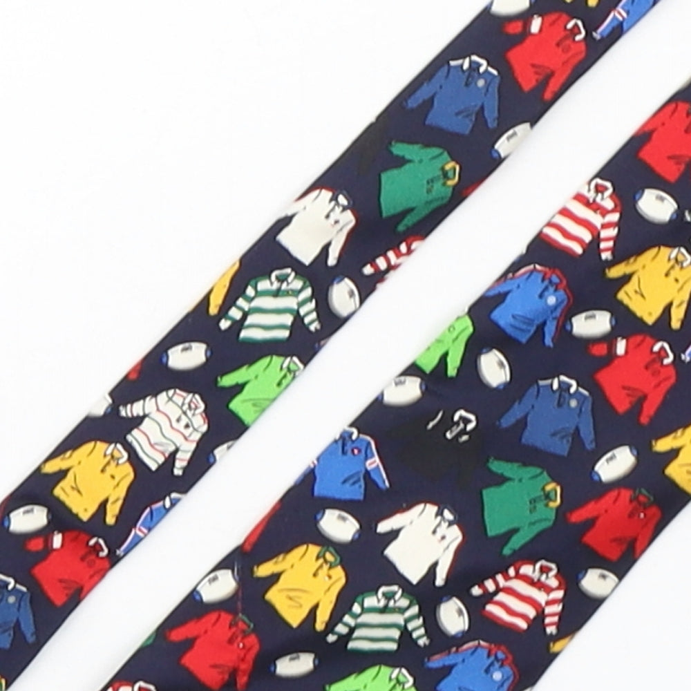 Mag Mouch Mens Multicoloured Geometric Silk Pointed Tie One Size - Rugby