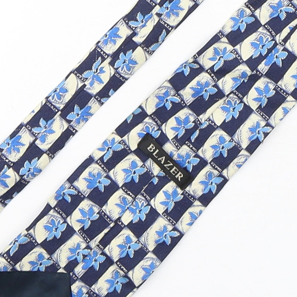 Blazer  Mens Blue Floral Silk Pointed Tie One Size