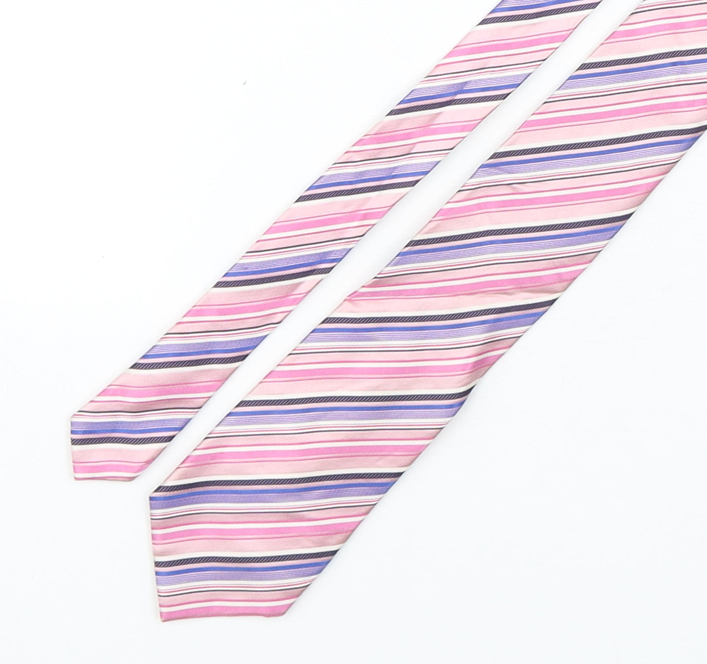 Hathaway  Mens Multicoloured Striped Silk Pointed Tie One Size