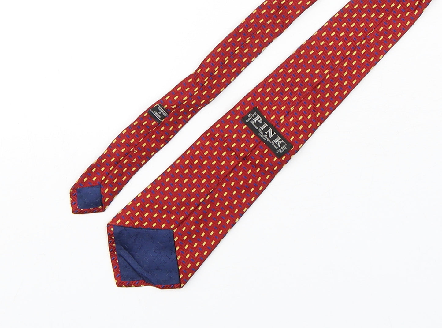 Pink  Mens Multicoloured Geometric Silk Pointed Tie One Size