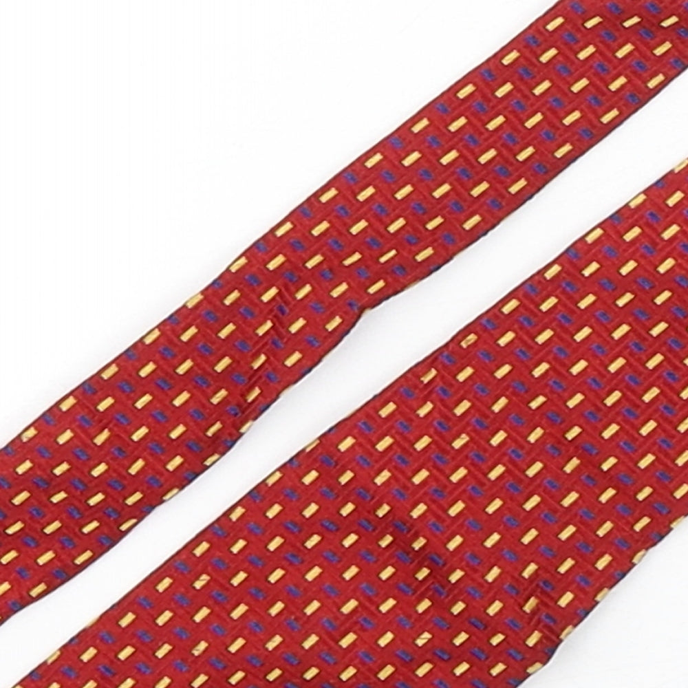 Pink  Mens Multicoloured Geometric Silk Pointed Tie One Size