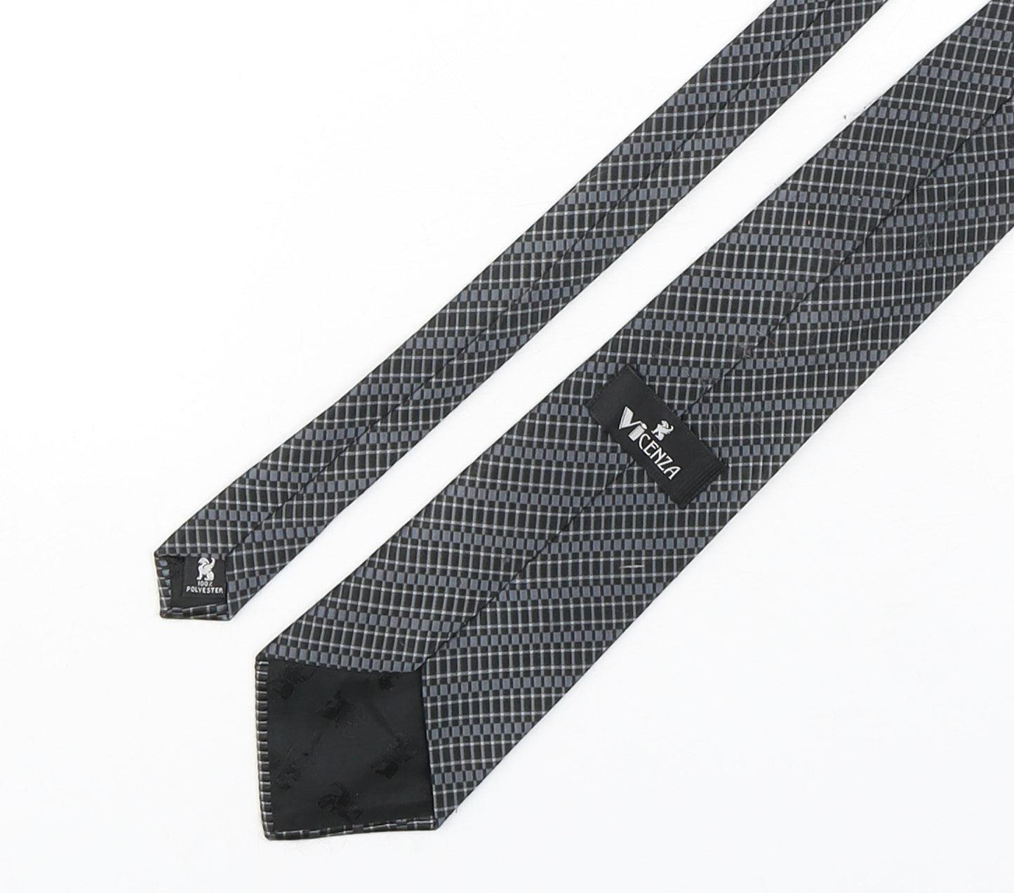 Vicenza Mens Grey Geometric Polyester Pointed Tie One Size