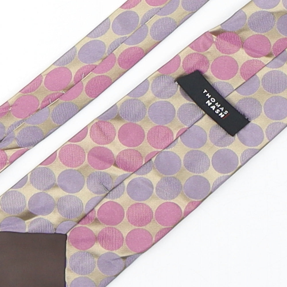Thomas Nash  Mens Multicoloured Polka Dot Silk Pointed Tie One Size