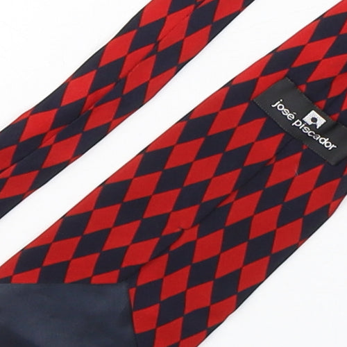 Jose Piscador Mens Multicoloured Plaids & Checks Silk Pointed Tie One Size