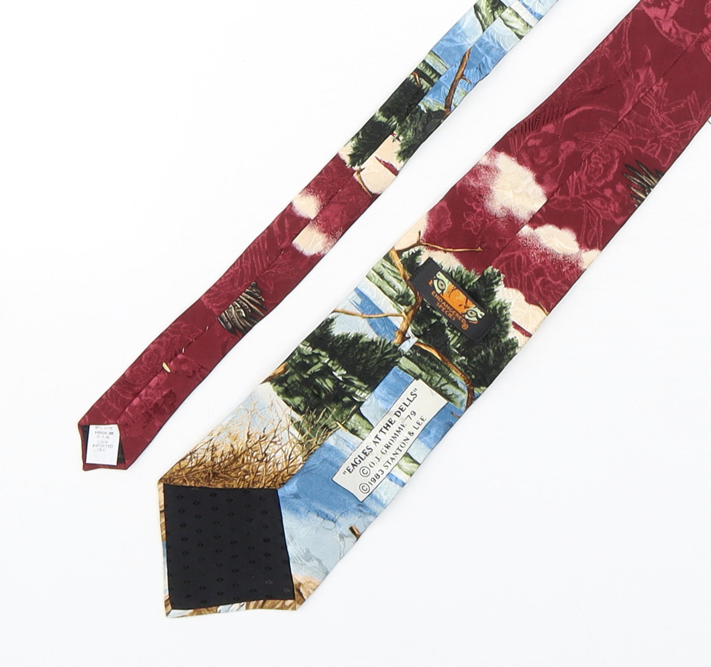 Endangered  Species  Mens Multicoloured Geometric Silk Pointed Tie One Size - Eagles at the dell