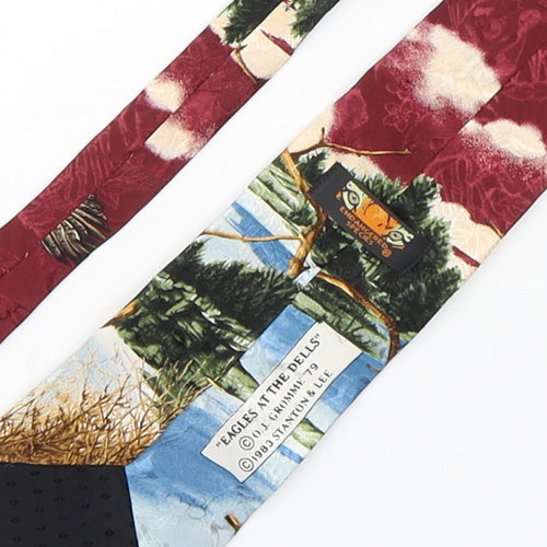 Endangered  Species  Mens Multicoloured Geometric Silk Pointed Tie One Size - Eagles at the dell