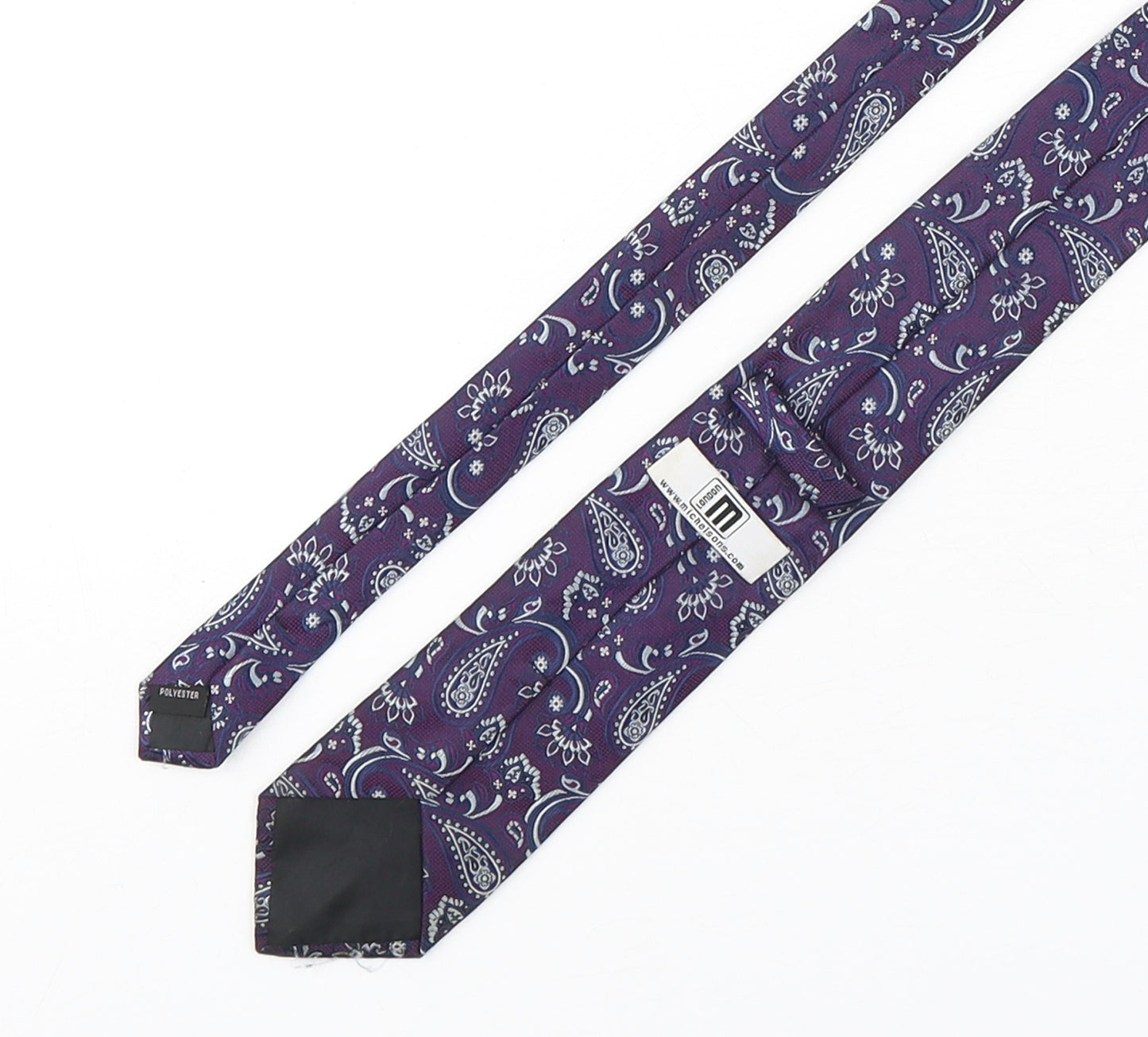 Michelsons Mens Purple Paisley Polyester Pointed Tie One Size